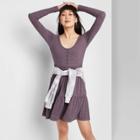 Women's Long Sleeve Round Neck Tiered Babydoll Mini Dress - Wild Fable Purple