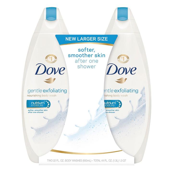 Dove Gentle Exfoliating Body Wash 22 Oz, Twin Pack