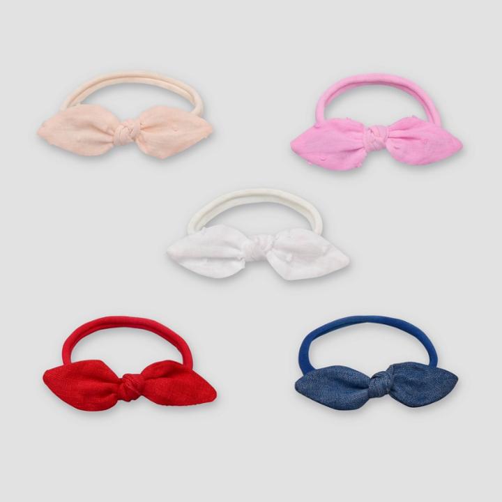 Baby Girls' 5pk Skinny Bow Headwrap - Cloud Island , Blue