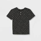 Toddler Boys' Ribbed Printed Short Sleeve Henley Shirt - Art Class Black