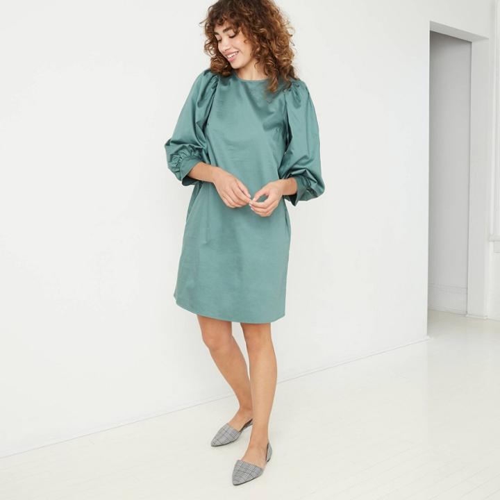 Women's Puff 3/4 Sleeve Dress - A New Day Green