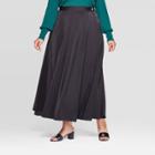 Women's Plus Size Mid-rise High Slit Maxi Skirt - Who What Wear Black