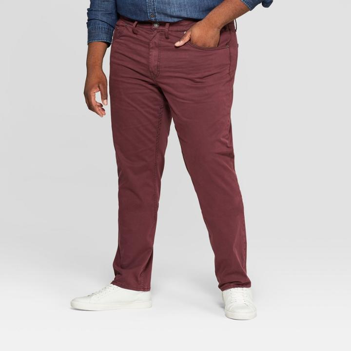 Men's Big & Tall Regular Straight Fit Chino Pants - Goodfellow & Co Garnet Rose