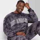 Adult Extended Size Printed Regular Fit Crewneck Sweatshirt - Original Use Black/tie-dye Design
