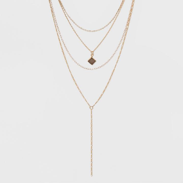 Target Multi Row Layered With Stone Charm Necklace - Gold
