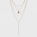 Target Multi Row Layered With Stone Charm Necklace - Gold