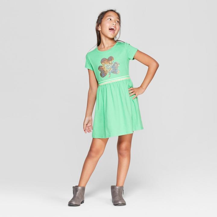 Girls' Flip Sequins Shamrock Dress - Cat & Jack