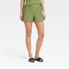 Women's High-rise Ribbed Shorts - A New Day Green