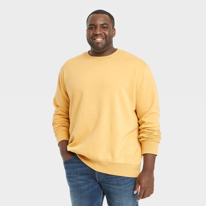 Men's Tall Standard Fit Crewneck Pullover Sweatshirt - Goodfellow & Co Yellow