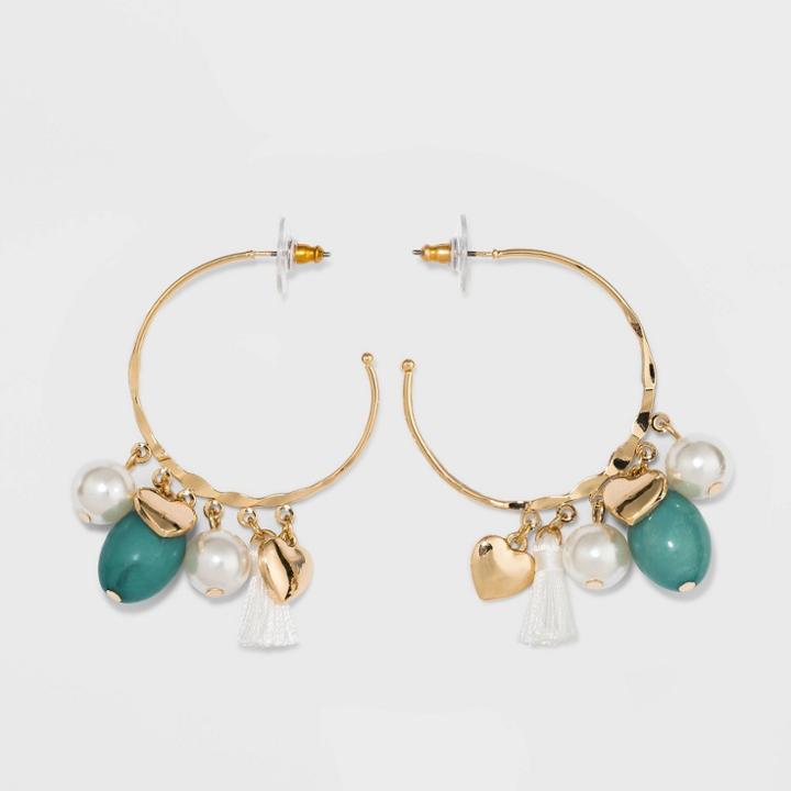 Sugarfix By Baublebar Eclectic Charm Hoop Earrings - Turquoise, Women's, Blue