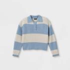 Girls' Striped Polo Sweater - Art Class Blue
