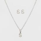 Sterling Silver Initial S Earrings And Necklace Set - A New Day Silver, Girl's, Size: Small,
