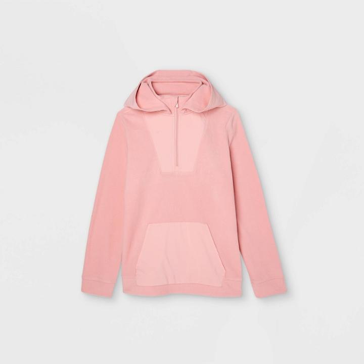 Boys' Fleece 1/4 Zip Pullover Hoodie Sweatshirt - All In Motion Pink