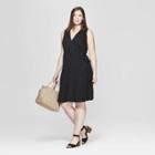 Women's Plus Size Sleeveless V-neck Wrap Dress - Universal Thread Black