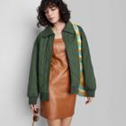 Women's Woven Quilted Bomber Jacket - Wild Fable Dark Green