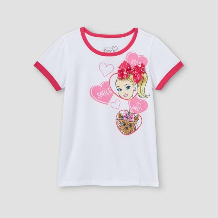 Girls' Jojo Siwa Short Sleeve Graphic T-shirt - White/pink