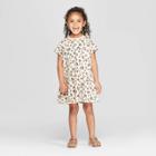 Toddler Girls' Short Sleeve Leopard Peplum T-shirt Dress - Art Class Pink