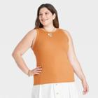 Women's Plus Size Slim Fit Rib Tank Top - A New Day Orange