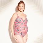 Maternity Floral Ruffle Bump One Piece Swimsuit - Isabel Maternity By Ingrid & Isabel Pink