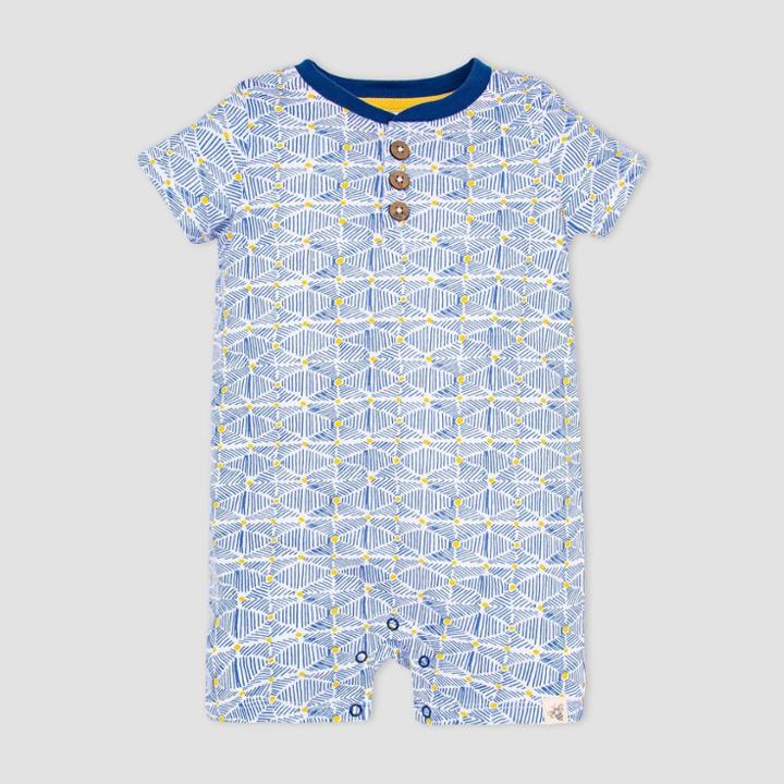 Burt's Bees Baby Baby Boys' Abstract Triangles Henley Romper - Blue
