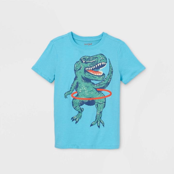 Boys' Short Sleeve Hula Hoop T-rex Graphic T-shirt - Cat & Jack Blue
