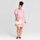 Women's Plus Size Short Sleeve Smocked Gauze Dress - Universal Thread Blush Pink 1x, Women's,