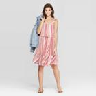 Women's Ruffle Sleeveless U-neck Stripe Dress - Universal Thread Red