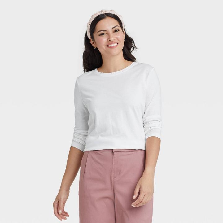 Women's Long Sleeve Supima T-shirt - A New Day White