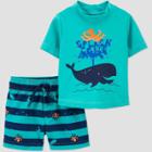 Baby Boys' Whale Print Short Sleeve Rash Guard Set - Just One You Made By Carter's Aqua