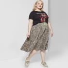 Women's Plus Size Leopard Print Pleated Midi Skirt - Wild Fable Black/tan