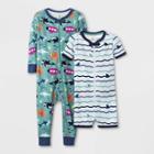 Baby Boys' 2pk Whales Submarines Union Suit - Cat & Jack Light Green