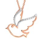 Journee Collection 1/10 Ct. T.w. Round-cut Diamond Pave-set Dove Necklace In Sterling Silver - Rose Gold, Girl's