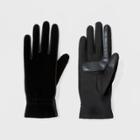 Isotoner Women's Quilted Stretch Velour With Smart Touch Unlined Gloves - Black