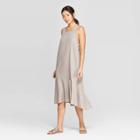 Women's Sleeveless Square Neck Ruffle Bias Midi Skirt Dress - Prologue Taupe