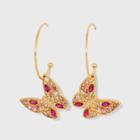 Sugarfix By Baublebar Crystal Butterfly Hoop Earrings - Pink