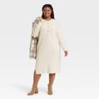 Women's Plus Size Long Sleeve Henley Neck Sweater Dress - Universal Thread Cream