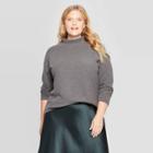 Women's Plus Size Long Sleeve Turtleneck Directional Rib Tunic - Ava & Viv Dark Heather Gray X, Women's, Dark Grey Gray