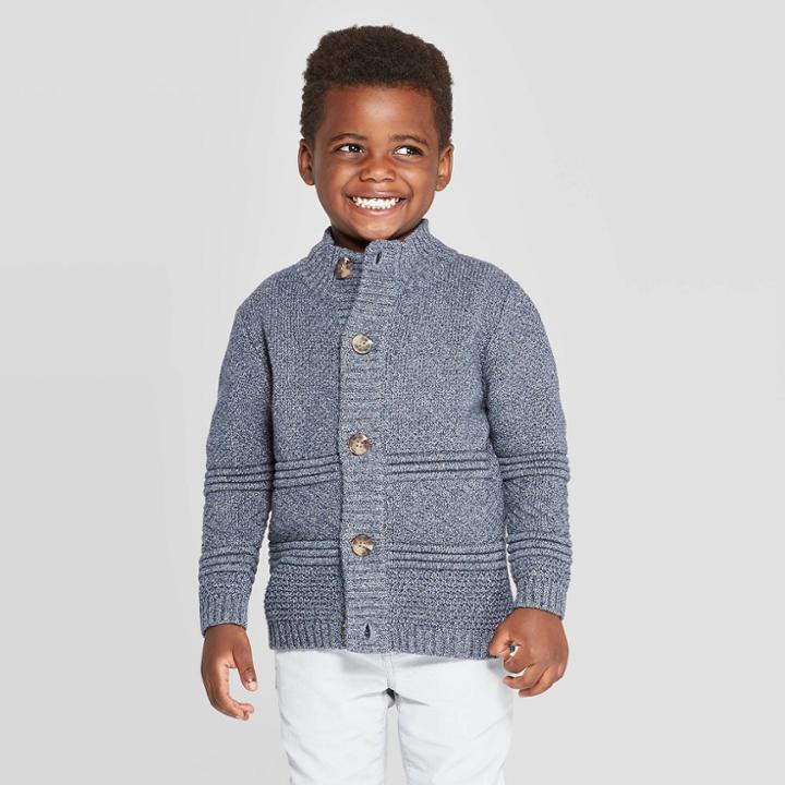 Toddler Boys' Texture Cardigan - Cat & Jack Navy 18m, Boy's, Blue