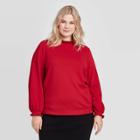 Women's Plus Size Long Sleeve High Neck Ruffle Detail Sweatshirt - Who What Wear Red 1x, Women's,