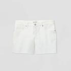 Women's Plus Size Midi Jean Shorts - Ava & Viv White