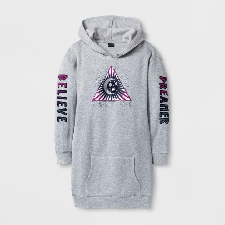 Girls' Hooded Pullover Dress - Art Class Gray