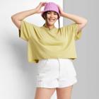 Women's Short Sleeve Relaxed Fit Cropped T-shirt - Wild Fable Green Apple