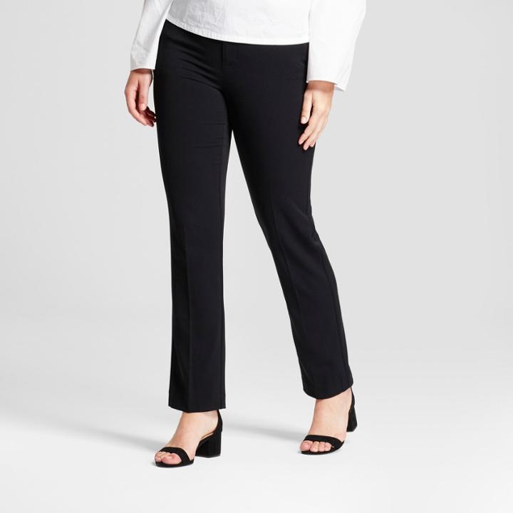 Women's Straight Leg Curvy Bi-stretch Twill Pants - A New Day Black 2s,