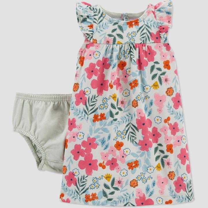 Baby Girls' Floral Dress - Just One You Made By Carter's Sage Green Newborn