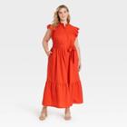 Women's Plus Size Flutter Short Sleeve Dress - Who What Wear Red