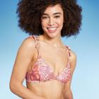 Women's Shoulder Tie Bralette Bikini Top - Wild Fable Peach Paisley Print Xxs, Pink