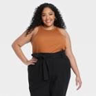 Women's Plus Size Slim Fit Racer Front Tank Top - A New Day Brown