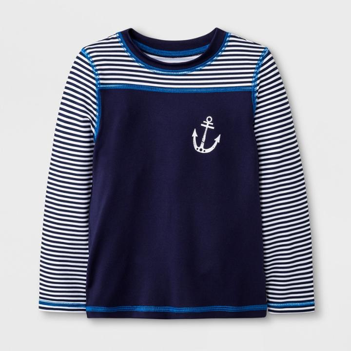 Toddler Boys' Long Sleeve Anchor Rash Guard - Cat & Jack Navy 2t, Boy's, Blue