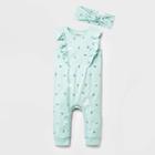 Baby Girls' Bunny Romper With Headband - Cat & Jack Mint Green Newborn