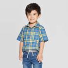 Petitetoddler Boys' Plaid Short Sleeve Button-down Shirt - Cat & Jack Blue 12m, Toddler Boy's